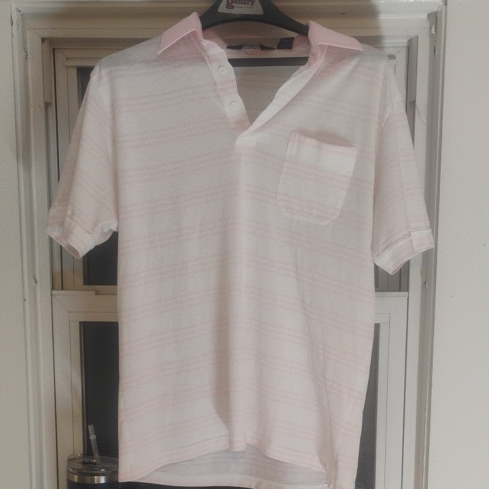 Lands' End Pink Striped Men's Shirt